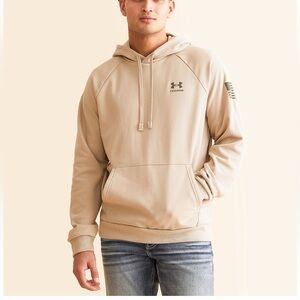 NWT Under Armour Men's Beige Freedom Flag Fleece Hoodie Large